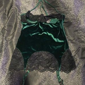 Velvet green sexy lingerie  one piece one size